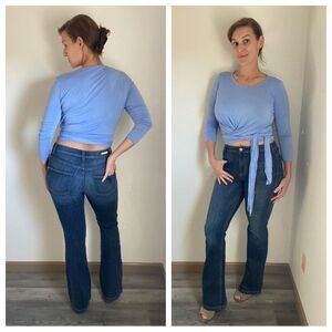 Anthropologie Pilcro Flare Jeans 28 Waist Dark Wash Flattering Bohemian